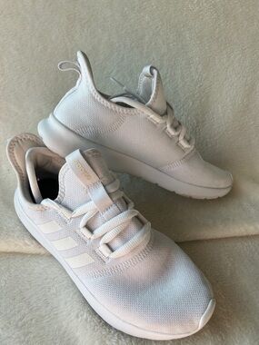 adidas All-White Lightweight Knit Running Sneakers size 8